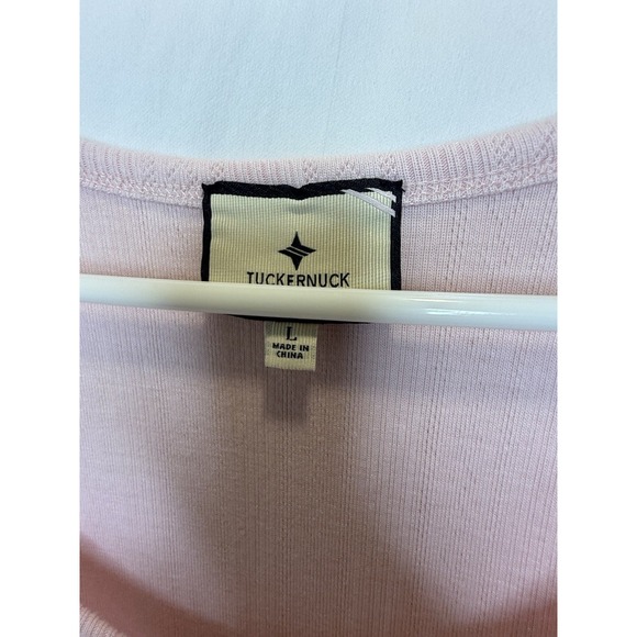 Tuckernuck Pink Cotton T-Shirt ShortSleeve Sz Large Robbed Scoop Neck Minimalist - Picture 3 of 4